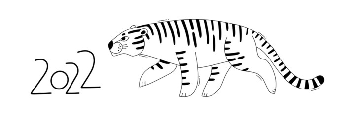 The Tiger is the Zodiac Symbol of the 2022 New Year. Vector illustration - 472420906