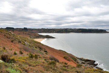 Beautiful seascape of the coast at Lannion in Brittany France