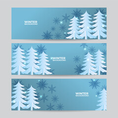 Winter Christmas winter landscape banner background. Abstract vector illustration