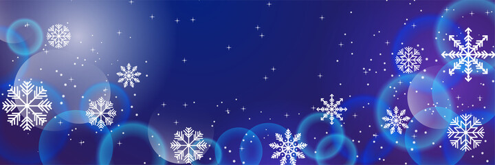 Winter Christmas 2022 banner with snowflakes. Merry Christmas and Happy New Year greeting banner. Horizontal new year background, headers, posters, cards, website.Vector illustration