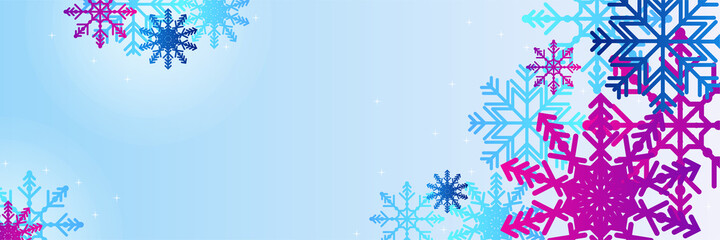 2022 Winter Christmas banner with snowflakes. Merry Christmas and Happy New Year greeting banner. Horizontal new year background, headers, posters, cards, website. Vector illustration