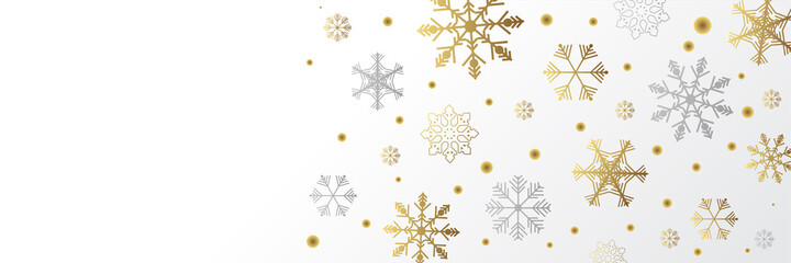 Winter Christmas banner with snowflakes. Merry Christmas and Happy New Year 2022 greeting banner. Horizontal new year background, headers, posters, cards, website. Vector illustration