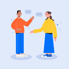 two people talking discussion landing web page conversation meeting flat vector illustration dialogue