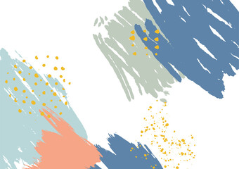Abstract background with hand drawn textures, brush, memphis style
