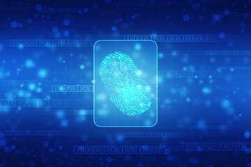 Abstract security system concept with fingerprint on technology background, Fingerprint Scanning Identification System. Biometric Authorization and Business Security Concept	