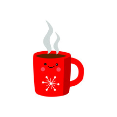 coffee in a red cup, vector illustration