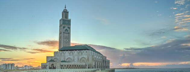 Hassan II Mosque, Casablanca, HDR Image - obrazy, fototapety, plakaty