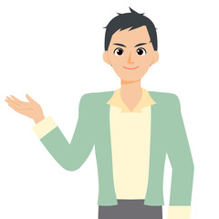 手を掲げる男性