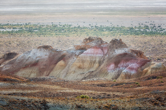 Landscape with colored rocks, Ustyurt Plateau, Uzbekistan