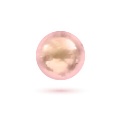 Realistic Shiny Pearl Isolated on White Background, Decorative Element Template, Light.