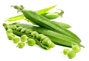 Fresh Vegetables - Ripe Peas on white Background Isolated
