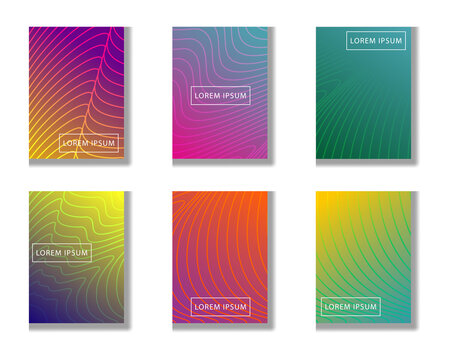Designs collection of minimal abstract vector halftone cover designs templates. Vector template for placard, banner, pamphlet, future geometric gradient background.