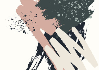 Abstract colorful background with brush strokes and doodles. Abstract minimal organic memphis style.