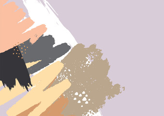 Abstract organic minimal background with hand drawn textures, memphis style. Abstract artistic seamless pattern with trendy hand drawn textures, spots, brush strokes.