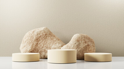 3D rendering of blank product abstract background for backdrop fashion and cream cosmetics decorations. Modern blank podium background for show luxury product.