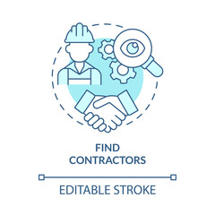 Find contractors for company concept icon. Small business worker. Employment of staff to launch startup abstract idea thin line illustration. Vector isolated outline color drawing. Editable stroke