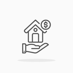 Mortgage icon. Editable Stroke and pixel perfect. Outline style. Vector illustration. Enjoy this icon for your project.