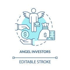 Angel investors support concept icon. Business financial support. Product startup launch private financing abstract idea thin line illustration. Vector isolated outline color drawing. Editable stroke