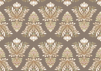 Classical luxury old fashioned damask ornament, royal victorian floral baroque. Seamless pattern, background. Vector illustration.