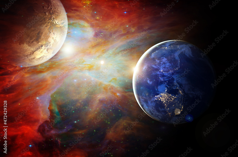 Wall mural planets and galaxy in outer space. elements of this image furnished by nasa