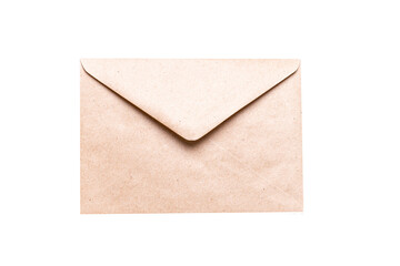 Closed brown craft envelope isolated on white background. An envelope for your congratulations