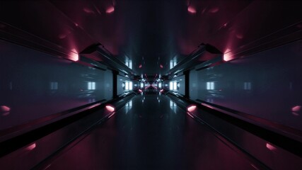 3d illustration of 4K UHD illuminated futuristic tunnel