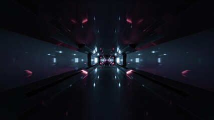 3d illustration of 4K UHD sci f tunnel with lights