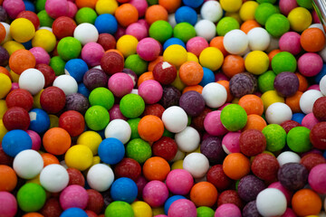 Multi-colored sweets in a large number of different shapes and tastes