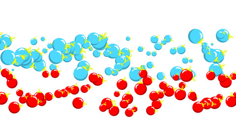 background with red and blue christmas balls