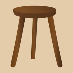 Brown wooden stool sign. Furniture signs and symbols.