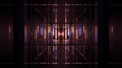 3D illustration of 4K UHD geometric corridor with glowing walls