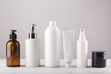 Set of cosmetic tubes with no logo on white zero waste