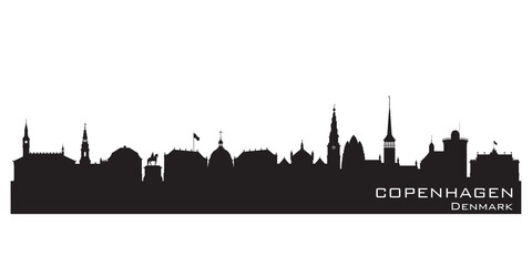 Copenhagen Denmark city skyline vector silhouette - obrazy, fototapety, plakaty