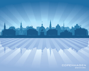 Copenhagen Denmark city skyline vector silhouette
