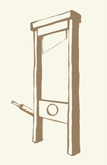 The ancient guillotine. Vector drawing
