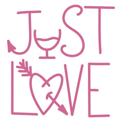 Romantic gift card, with a love message, romantic relationship, gift, inscription with a veiled decorative element in it, doodle hand drawn style. Vector illustration