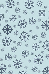 Illustration of the coming year 2022 from snowflakes on a blue background. Winter banner and layout, product packaging with snowflake, place for text. Snow abstract pattern. Christmas theme, new year