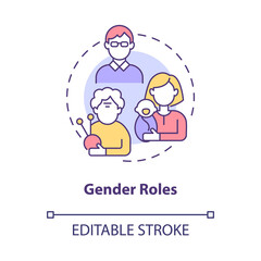 Gender roles concept icon. Moral norms for man woman people. Person participation in community abstract idea thin line illustration. Vector isolated outline color drawing. Editable stroke