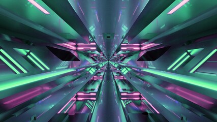Sci fi passage with neon lamps 4K UHD 3D illustration