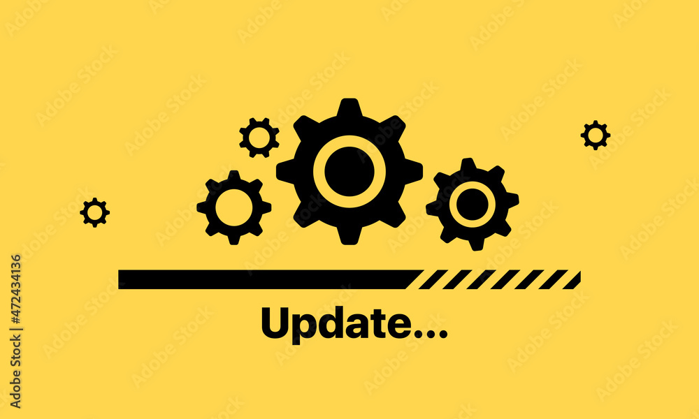 Poster update process banner. software progress. system upgrade. vector eps 10. isolated on background