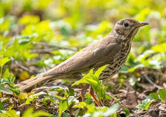 Curious thrush fieldfare looking at the camera