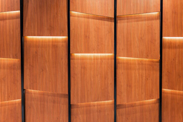 Illuminated wooden wall