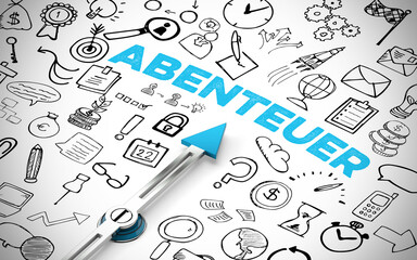 Fototapeta premium Abenteuer Konzept mit Kompass und Schriftzug