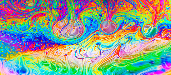 Rainbow colors created by soap, bubble,or oil
