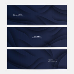 Fototapeta premium Set of blue banner background. Modern abstract gradient dark navy blue banner background with dynamic. technology network Vector illustration.
