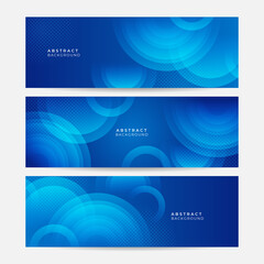 Fototapeta premium Set of blue banner background. Modern abstract gradient dark navy blue banner background with dynamic. technology network Vector illustration.