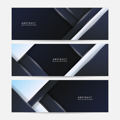 Fototapeta premium Set of blue banner background. Modern abstract gradient dark navy blue banner background with dynamic. technology network Vector illustration.