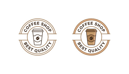 Coffee shop logo badge stamp vector