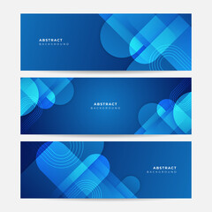 Fototapeta premium Set of modern dark navy blue banner background. Vector abstract graphic design banner pattern background template illustration.
