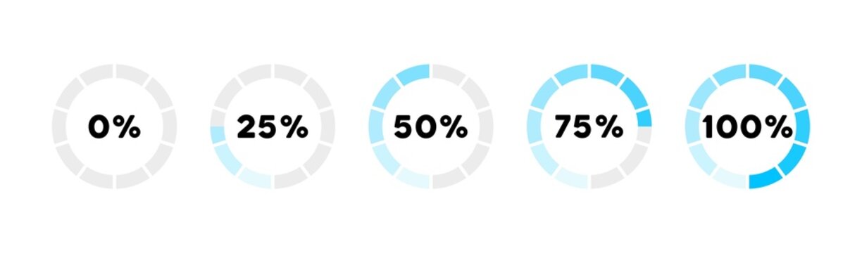 Loading circle bar icon set. Countdown icons. Progress percent. Vector EPS 10. Isolated on white background